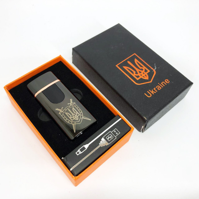 Електрична та газова запальничка Україна з USB-зарядкою HL-432, сенсорна запальничка. Колір: чорний