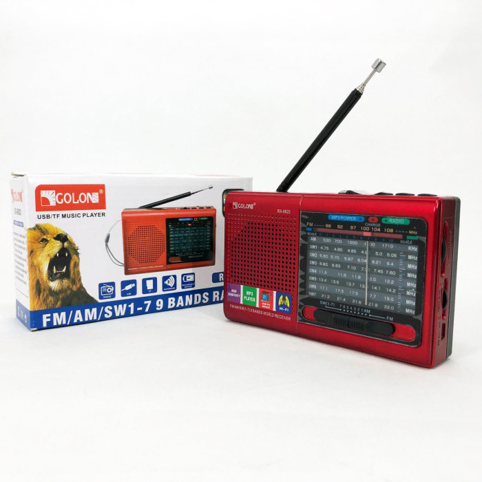 Портативна стовпчик радіо MP3 USB Golon RX-6622. Колір: червоний