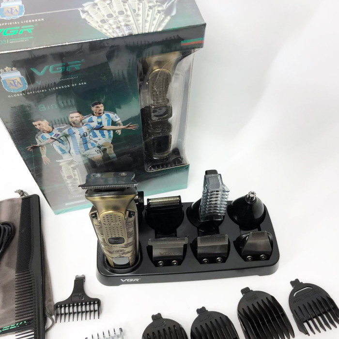Набір для стрижки VGR 8 в 1 V-103, 19 насадок, Машинка для стрижки для дому, Машинка для стрижки чоловіча