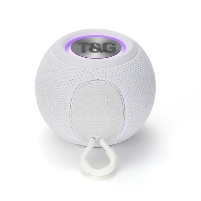 Бездротова потужна колонка TG337 з Bluetooth, RGB-підсвічуванням та радіо. Колір: білий