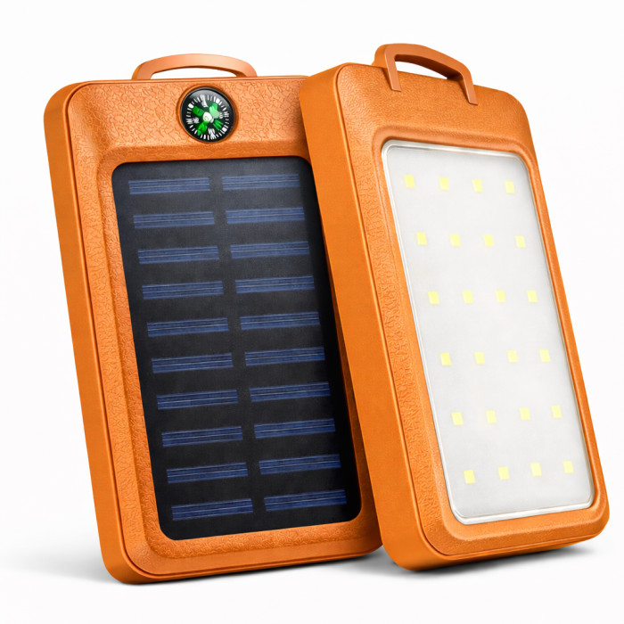УМБ Power Bank Solar 18000 mAh мобільне зарядне з сонячною панеллю та лампою, Power Bank Charger Orange