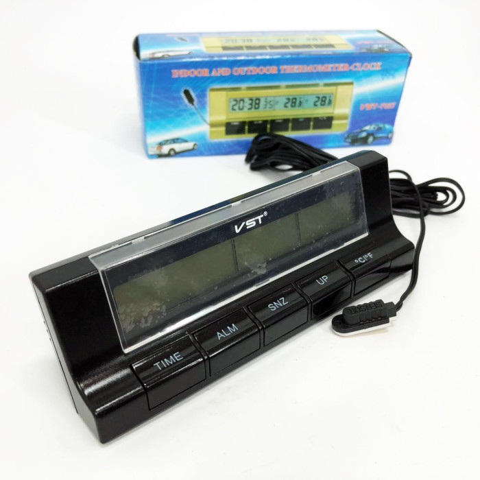 Автогодинник з термометром VST-7037