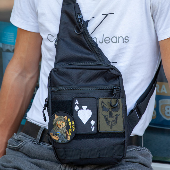 Тактична сумка на плече з кобурою, система MOLLE, патч-панель, Cordura