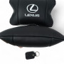 Набір автоподушок Lexus шкіра Італія+ подарунок, Автоподушки Лексус з вишивкою
