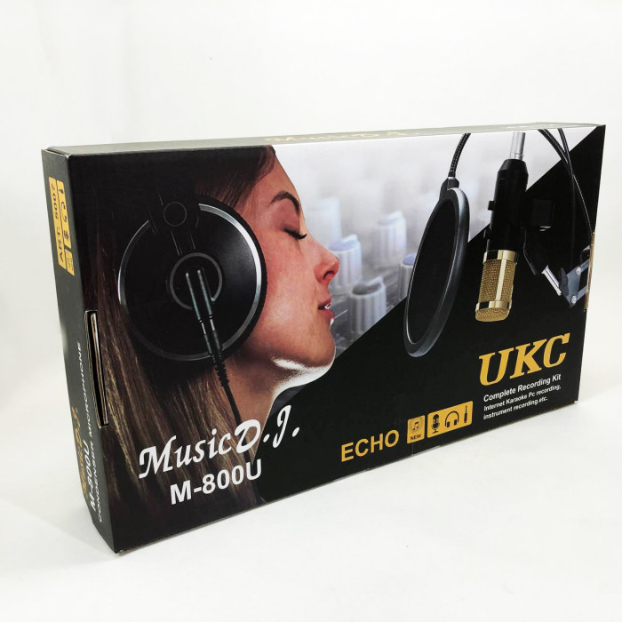Мікрофон Студійний конденсаторний Music DJ. M-800U зі стійким та вітрозахистом