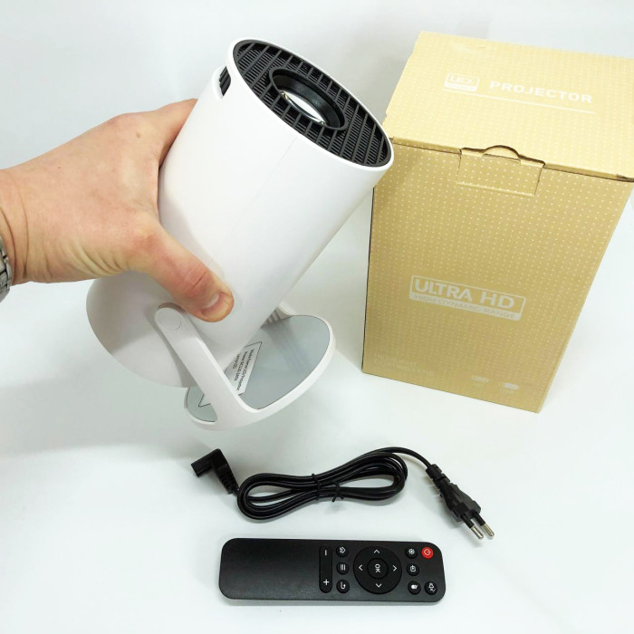 LED Проектор для дому портативний Смарт з WiFi, Bluetooth, Android 11, білий, 1280х720р