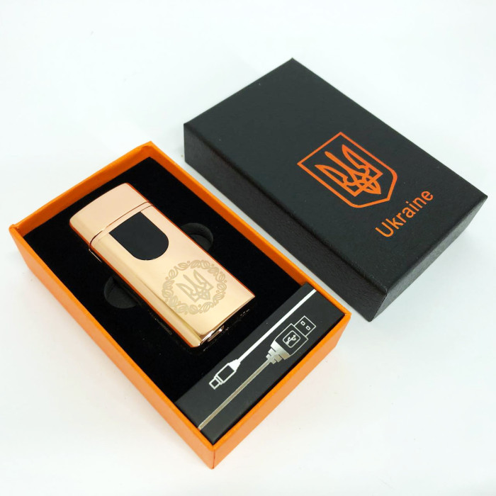 Електрична та газова запальничка Україна із USB-зарядкою HL-435, запальничка незвичайна. Колір: золотий