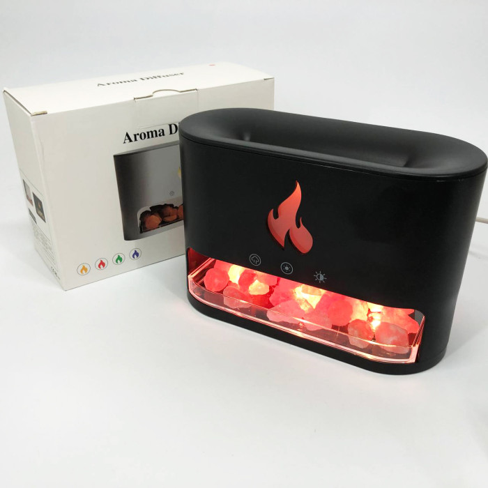 Лампа зволожувач повітря Docsal Flame 3 в 1 з соляним камінням, Портативний зволожувач повітря лампа