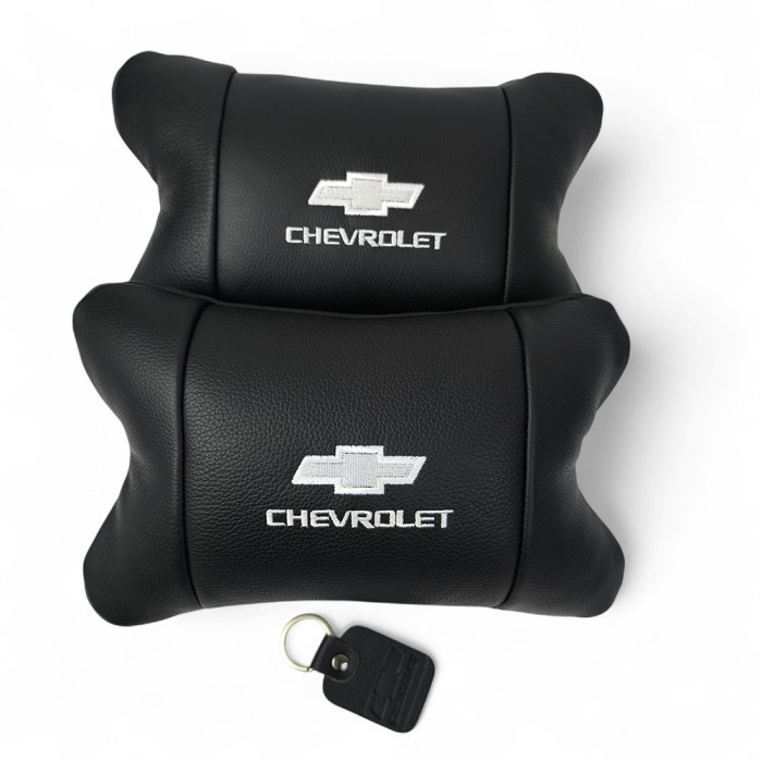 Автомобільні подушки Chevrolet з натуральної італійської шкіри + шкіряний брелок у подарунок