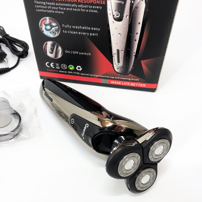 Електробритва Gemei GM-7720 - професійна, бездротова, потужна чоловіча бритва з головками, що плавають