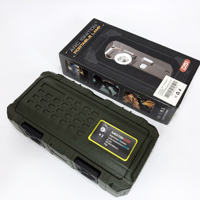 Ліхтарик-запальничка армійська MULTIFUNCTIONAL D51-COB, Запальничка на подарунок в упаковці. Колір: зелений