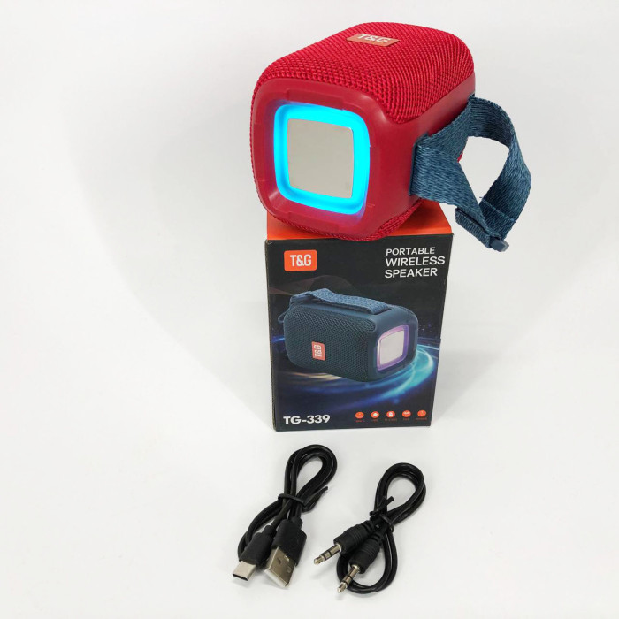 Портативна Bluetooth колонка TG339 5W з RGB підсвічуванням, Гучна блютуз колонка. Колір: червоний
