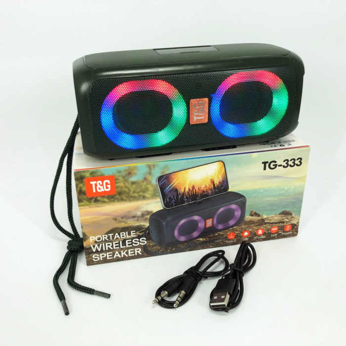 Портативна колонка TG333 2x5W з підсвічуванням RGB, акумуляторна колонка для музики. Колір: зелений