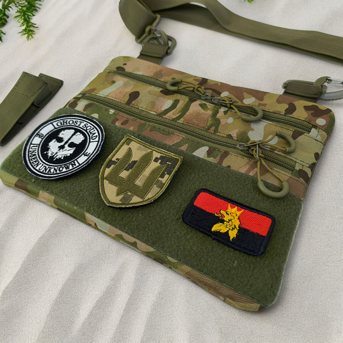 Сумка-кобура мультикам наплічна з липучкою для шевронів, тактична сумка чоловіча з кордури