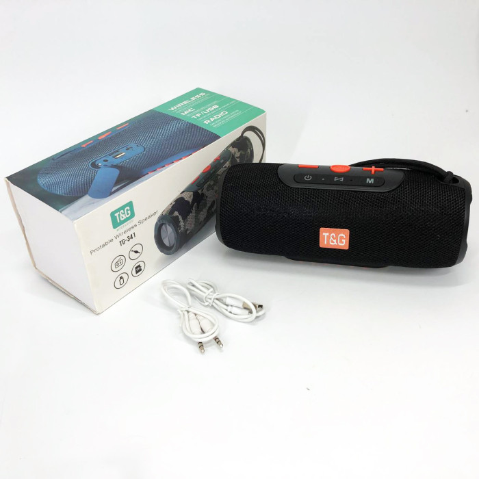 Портативна Bluetooth колонка TG341 зі шнурком, акумуляторна переносна колонка. Колір: чорний