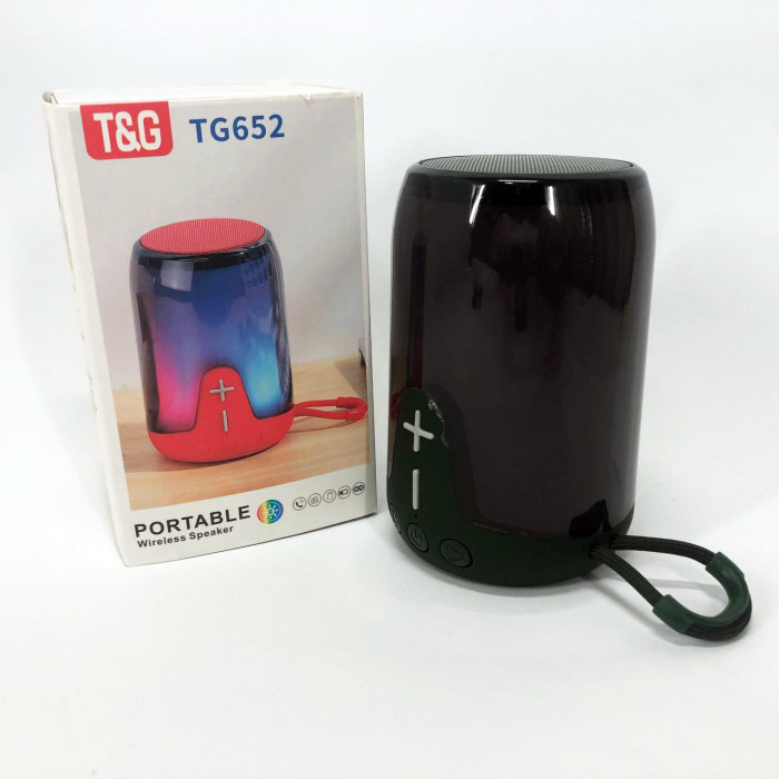 Портативна колонка TG652 5W з RGB підсвічуванням та ремінцем, колонка з акумулятором блютуз. Колір: зелений