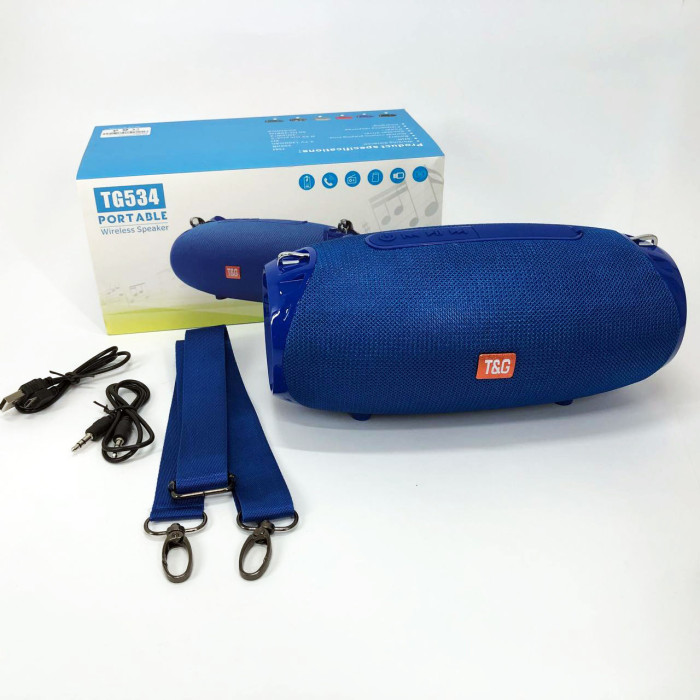 Портативна Bluetooth колонка TG534 SD IPX5 з ремінцем, портативна колонка блютус. Колір: синій