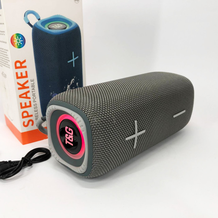 Портативна колонка Bluetooth TG654 8W з підсвічуванням, Бездротова колонка портативна потужна. Колір: сірий