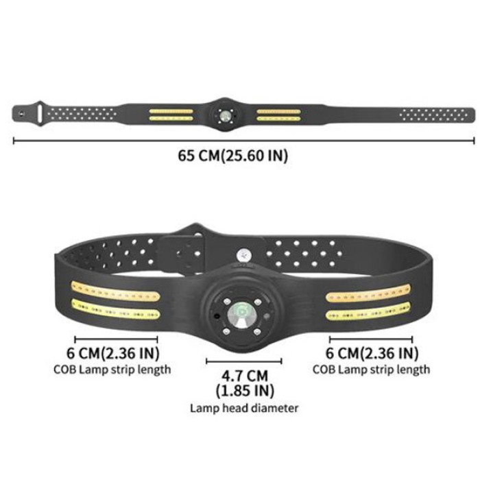 Ліхтар налобний T134-XPE-4COB (white+yellow+red) Motion Sensor, налобний ліхтарик із usb зарядкою
