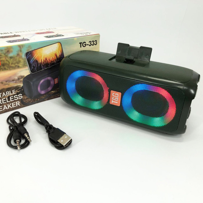 Портативна колонка TG333 2x5W з підсвічуванням RGB, акумуляторна колонка для музики. Колір: зелений