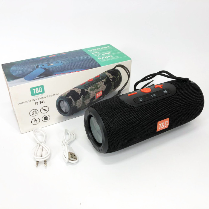 Портативна Bluetooth колонка TG341 зі шнурком, акумуляторна переносна колонка. Колір: чорний