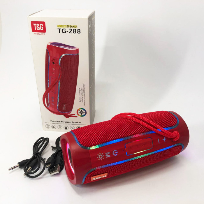 Портативна Bluetooth колонка з LED підсвічуванням TG288, гучна колонка для вечірки. Колір: червоний