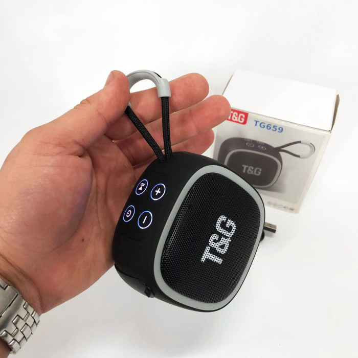 Портативна Bluetooth-колонка TG659 з ремінцем, Bluetooth колонка для вулиці. Колір: чорний
