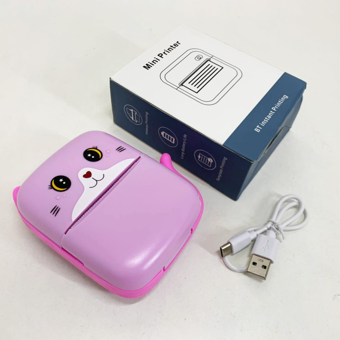 Портативний дитячий термопринтер з Bluetooth A8 Cat міні принтер для телефону Pink
