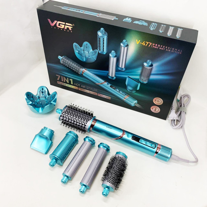 Фен-стайлер для волосся 7в1 VGR V-477 Blue Professional 1400 Вт 7 насадок
