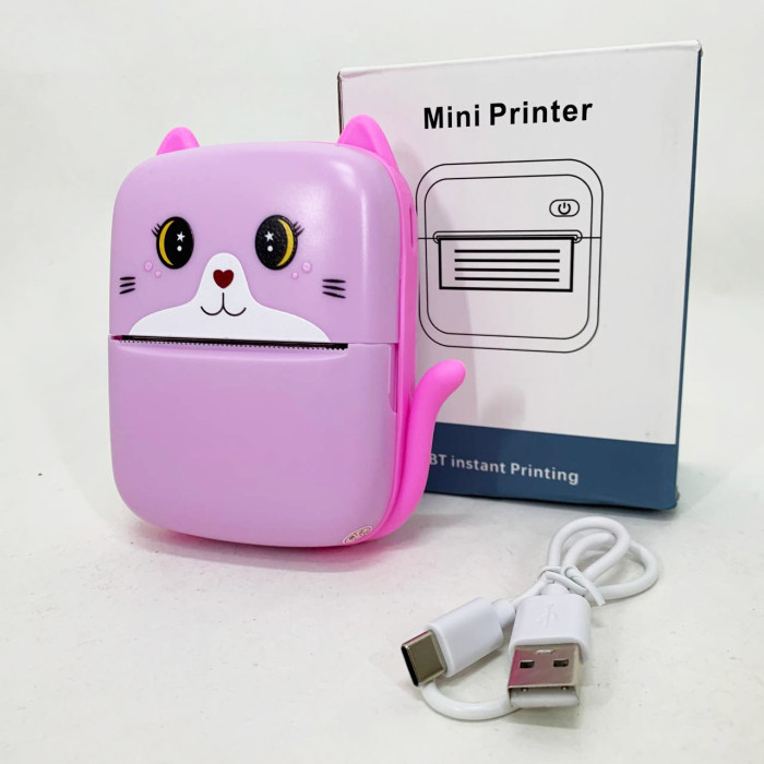 Портативний дитячий термопринтер з Bluetooth A8 Cat міні принтер для телефону Pink