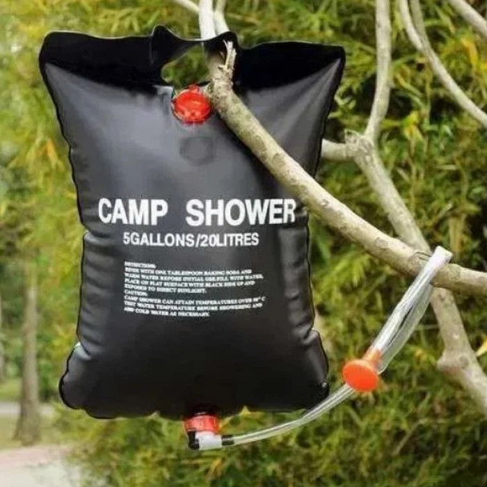 Походный туристический душ 20л 50°C CAMP SHOWER 41x60 см, кемпинговый душ с шнуром и крюком для подверса