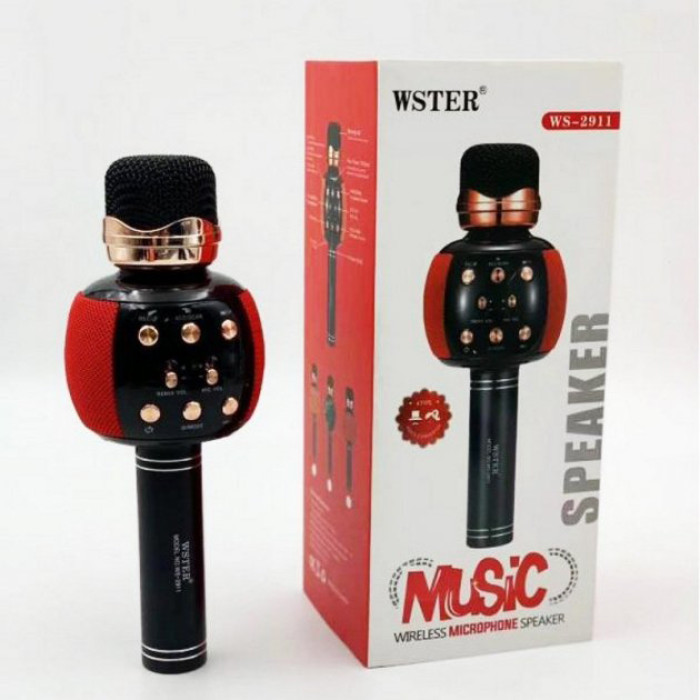 Бездротовий мікрофон караоке блютуз WSTER WS-2911 Bluetooth динамік. Колір: червоний
