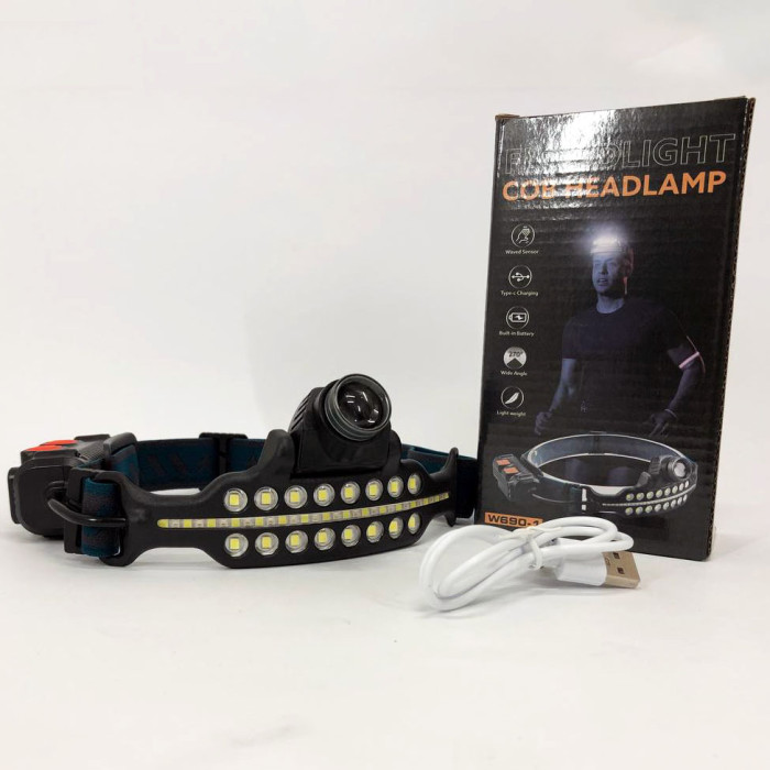 Ліхтар налобний BL-W690-LTS+SMD white+red сенсорний (з датчиком руху), світлодіодний налобний ліхтарик