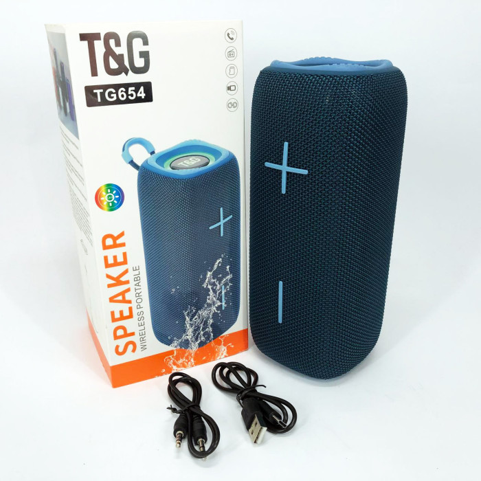 Портативна колонка Bluetooth TG654 8W з підсвічуванням, Акумуляторна колонка для музики. Колір: синій