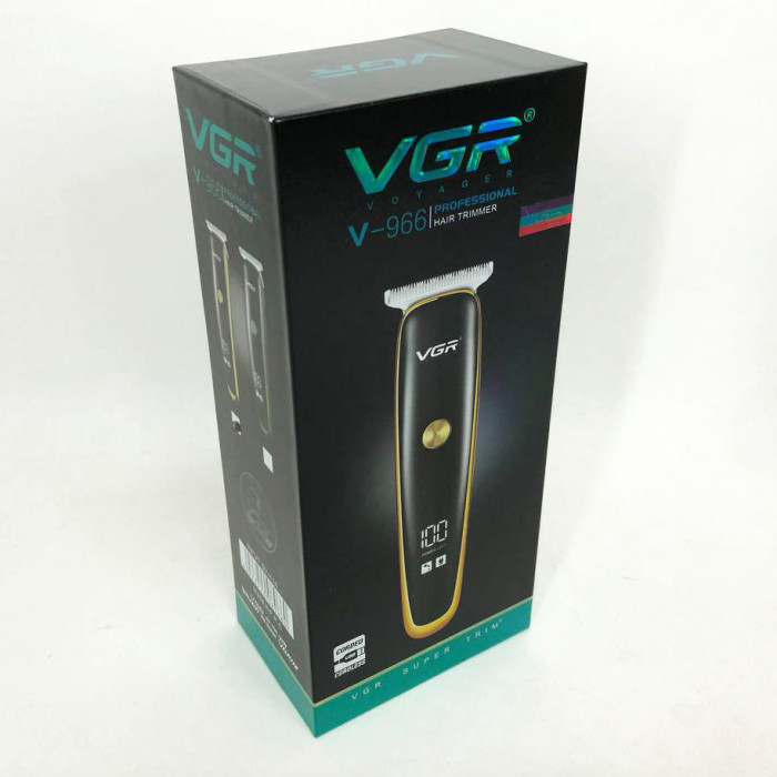 Тример для стрижки волосся та бороди VGR V-966 LED Display, машинка чоловіча для гоління. Колір: золотий