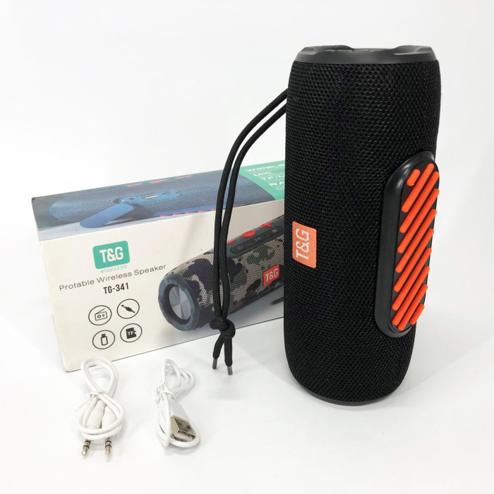 Портативна Bluetooth колонка TG341 зі шнурком, акумуляторна переносна колонка. Колір: чорний