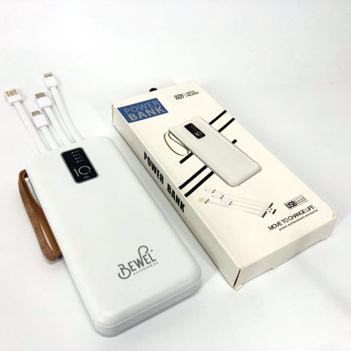 Power Bank зарядний пристрій на сонячній батареї 10000mAh з індикатором заряду. Колір: білий