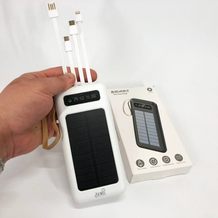 Power Bank Solar Smart 1015 зарядний пристрій на сонячній батареї 20000mAh з індикатором заряду Білий