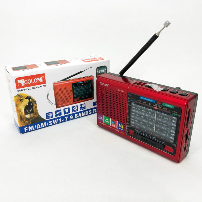 Портативна стовпчик радіо MP3 USB Golon RX-6622. Колір: червоний