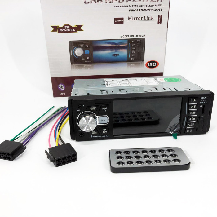 Автомагнітола MP5 4026UM з екраном 4.1 дюйми, AUX вхід, Bluetooth, 1 DIN, магнітола в машину