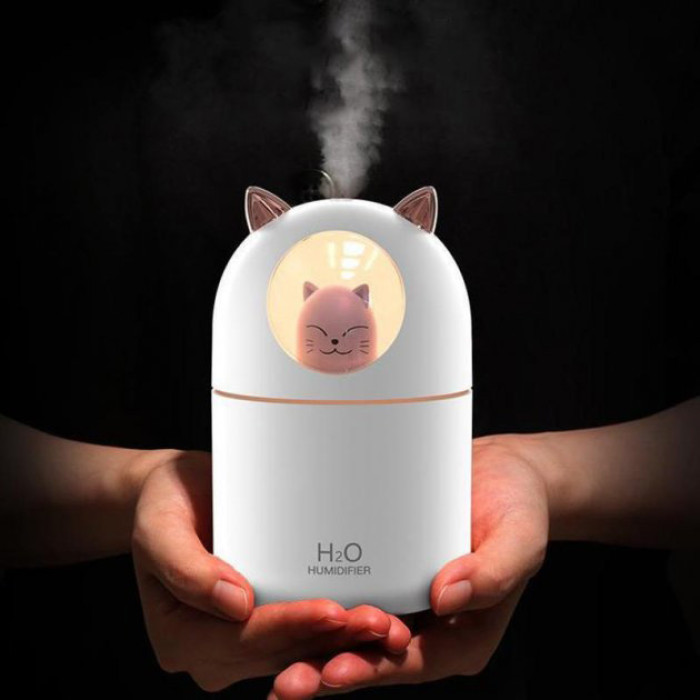 Зволожувач повітря Humidifier H2O Cat USB із котиком на 300мл. Колір: білий