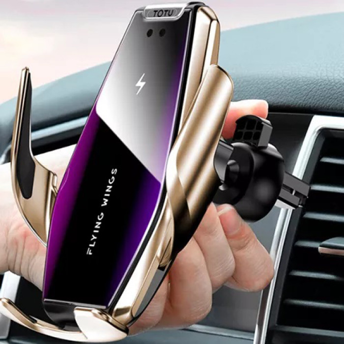 Автомобільний тримач S7 для телефону з швидкою зарядкою S7. Колір: золотий