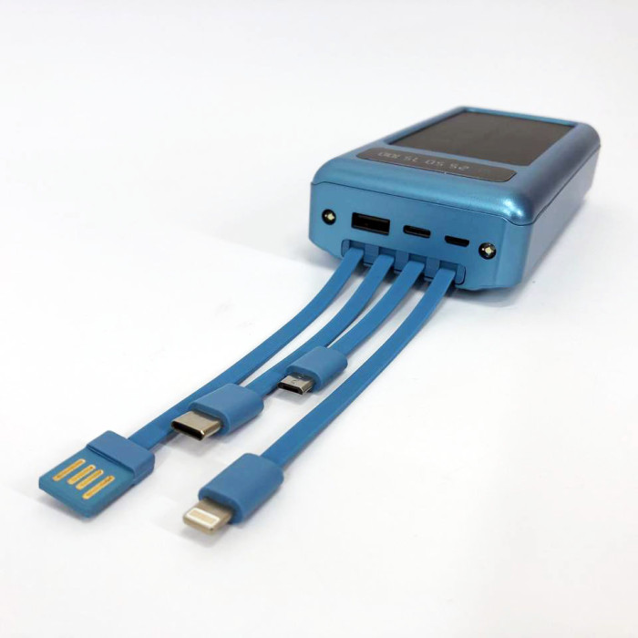 Портативний зарядний пристрій на 20000mAh, Power Bank на сонячній батареї, для планшета. Колір: синій