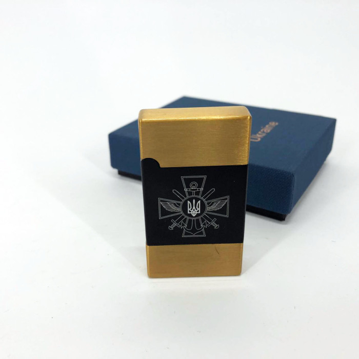 Запальничка газова Україна (Подарунка, турбо полум'я) HL-393-1. Колір: золото