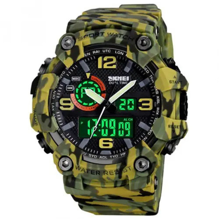 Годинник наручний чоловічий SKMEI 1520CMGN CAMO GREEN, годинник військовий чоловічий, для військовослужбовців. Колір: камуфляж