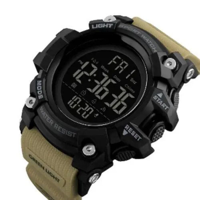 Годинник наручний чоловічий SKMEI 1384KH KHAKI, годинник наручний електронний тактичний. Колір: хакі