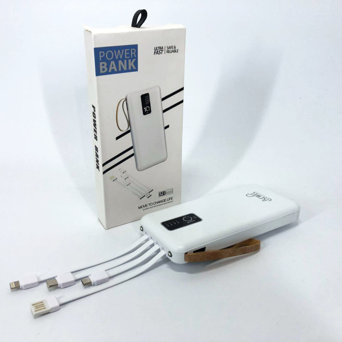 Power Bank зарядний пристрій на сонячній батареї 10000mAh з індикатором заряду. Колір: білий