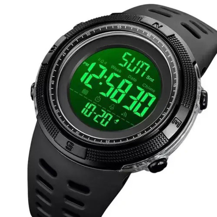 Годинник наручний чоловічий SKMEI 2070BKWT BLACK-WHITE, водостійкий тактичний годинник. Колір: чорний