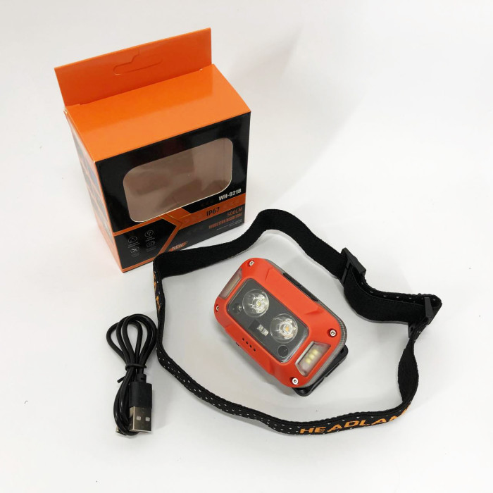 Ліхтар налобний WH-0218-XPG(white+yellow)+SMD(red), Налобний ліхтар для туризму риболовлі та полювання