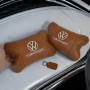 Набір подушок 2шт для автомобіля Volkswagen, з натуральної коричневої шкіри. Подушки на підголовник